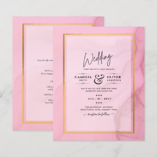 LeahG Blush Pink Gold INK Ombre Wedding INVITE