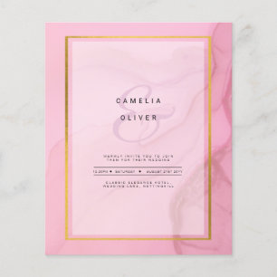 LeahG Blush Pink Gold INK Ombre Wedding INVITE Flyer