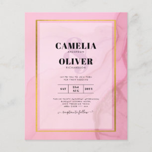 LeahG Blush Pink Gold INK Ombre Wedding INVITE Flyer