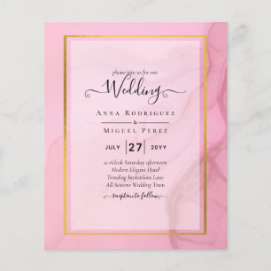 LeahG Blush Pink Gold INK Ombre Wedding INVITE Flyer