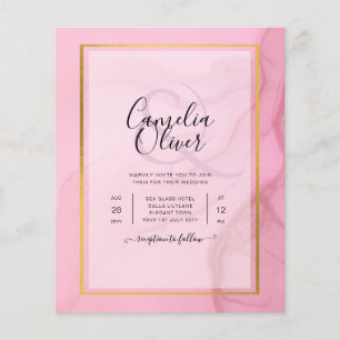 LeahG Blush Pink Gold INK Ombre Wedding INVITE Flyer