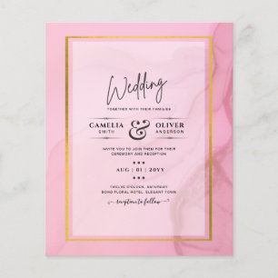 LeahG Blush Pink Gold INK Ombre Wedding INVITE Flyer