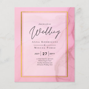 LeahG Blush Pink Gold INK Ombre Wedding INVITE Flyer