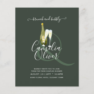 LeahG BUDGET Brunch Bubbly Bridal Shower Wedding Flyer