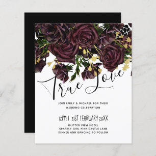 LeahG BUDGET Dark PLUM Roses Wedding