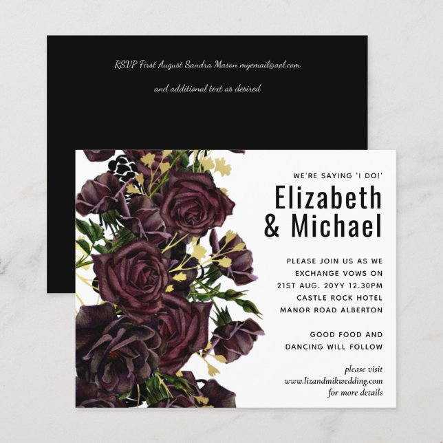 LeahG BUDGET Dark PLUM Roses Wedding (Front/Back)
