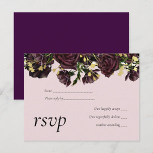 LeahG BUDGET Dark PLUM Roses Wedding Invitation Postcard