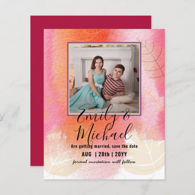 LeahG Budget PHOTO Save Date Fruity Berry Abstract (Front/Back)