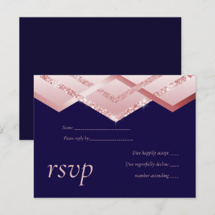 LeahG Budget Rosegold Art Deco Navy Wedding Invitation Postcard
