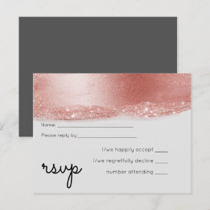 LeahG Budget Rosegold Glitter Grey Wedding Invitation Postcard