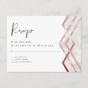 LeahG Budget Rosegold Glitter  Wedding rsvp Postcard