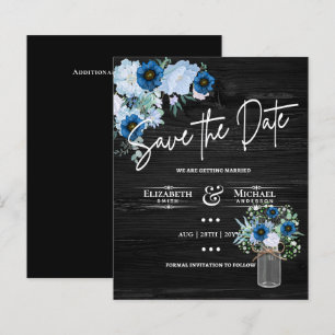 LeahG BUDGET Save The Date Black Blue Floral