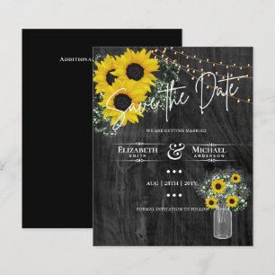 LeahG BUDGET Save The Date Black Sunflowers
