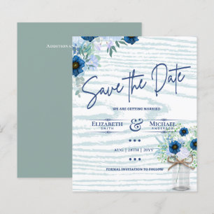 LeahG BUDGET Save The Date Blue Sage Floral