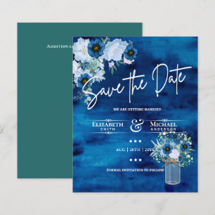 LeahG BUDGET Save The Date Blue Sage Floral