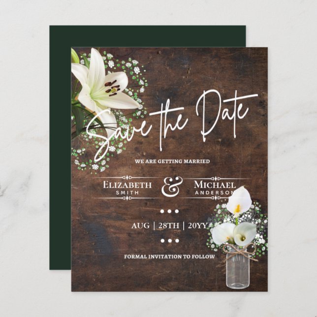 LeahG BUDGET Save The Date Cala Lillies (Front/Back)