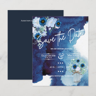 LeahG BUDGET Save The Date Dusty Blue Flower