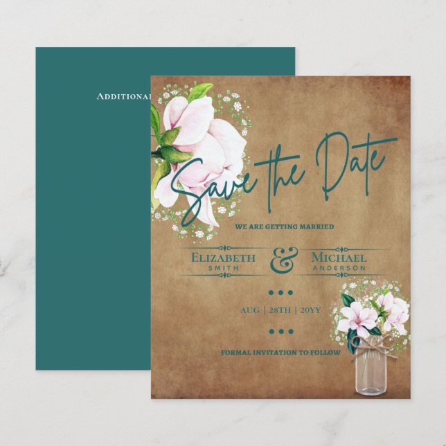 LeahG BUDGET Save The Date Rustic Magnolias (Front/Back)