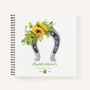 LeahG Budget Sunflower Horseshoe BUCKET LIST Notebook