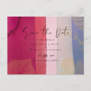 LeahG BUDGET Wedding Berry Red Purple Watercolor Postcard