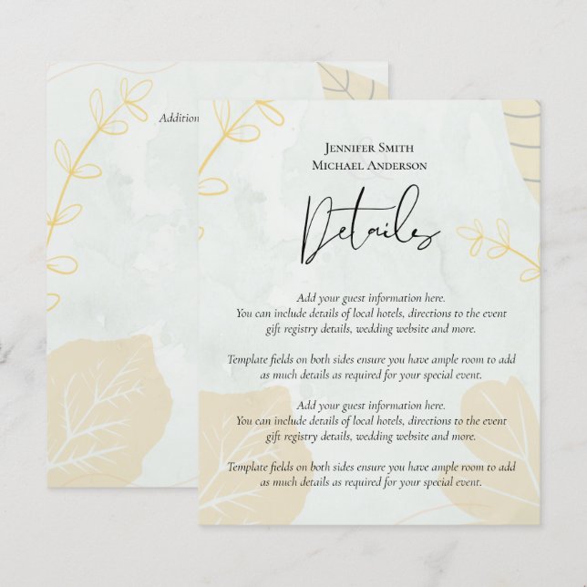 LeahG Budget Wedding Gold Grey Fall Leaves (Front/Back)