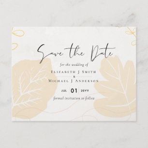 LeahG Budget Wedding Gold Grey Fall Leaves Postcard