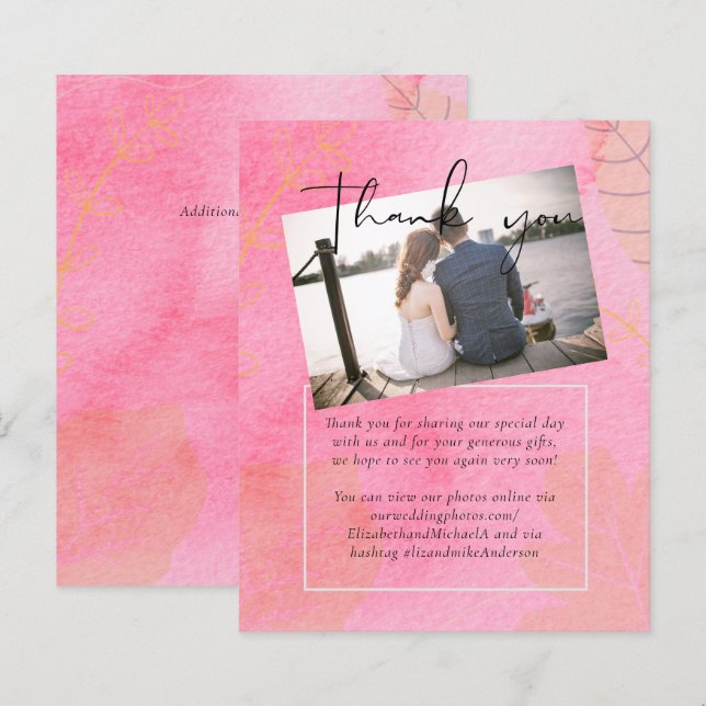 LeahG Budget Wedding Pink Peach Watercolor Abstrac (Front/Back)