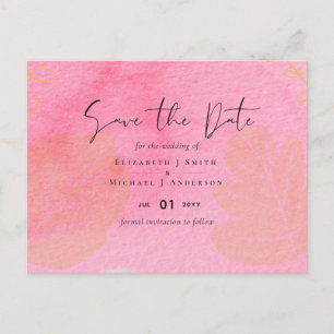 LeahG Budget Wedding Pink Peach Watercolor Abstrac Postcard