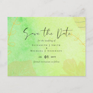 LeahG Budget Wedding Watercolor Teal Green Blue Postcard