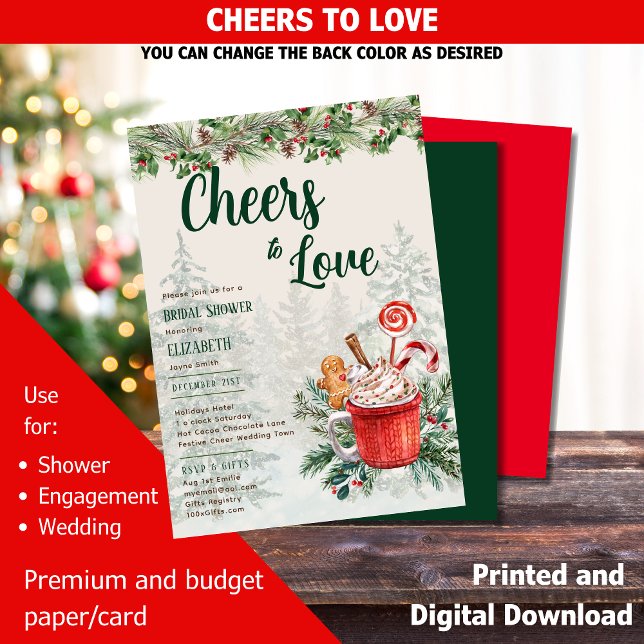 LeahG Cheers to Love Winter Bridal Shower Wedding Invitation (Creator Uploaded)