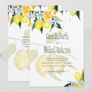 LeahG Citrus Lemons Budget Wedding Invite Yellow