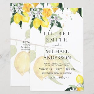 LeahG Citrus Lemons Budget Wedding Invite Yellow