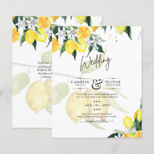 LeahG Citrus Lemons Budget Wedding Invite Yellow