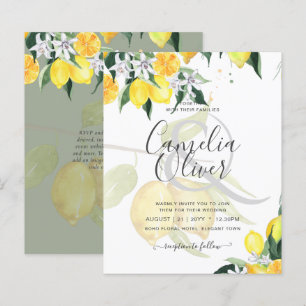 LeahG Citrus Lemons Budget Wedding Invite Yellow