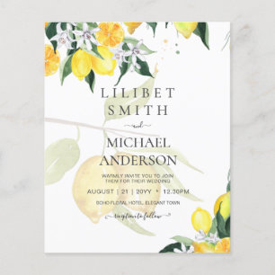 LeahG Citrus Lemons Budget Wedding Invite Yellow Flyer