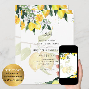 LeahG Citrus Yellow Lemons Wedding Invites