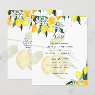 LeahG Citrus Yellow Lemons Wedding Invites