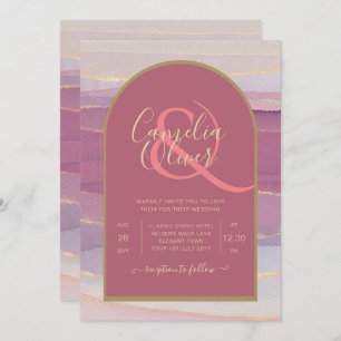 LeahG Dusty Rose Lavender Gold Wedding Invite