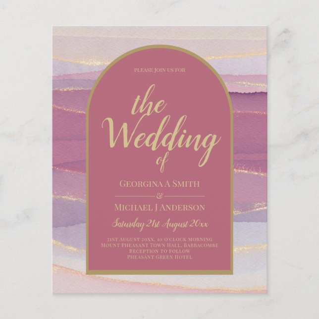 LeahG Dusty Rose Lavender Gold Wedding Invite (Front)