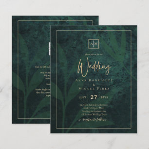LeahG Emerald Forest Green Gold Wedding Invite