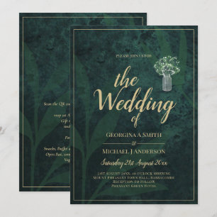 LeahG Emerald Forest Green Wedding INVITE