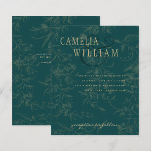 LeahG Emerald Green Gold Vintage Botanical Wedding