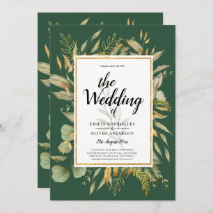 LeahG Emerald Green Greenery Mariage Invitation