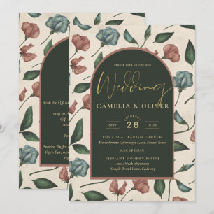 LeahG Emerald Green Terracotta Gold FALL Wedding Invitation