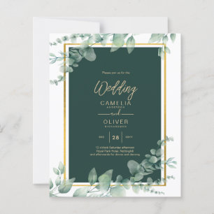 LeahG Eucalyptus Greenery Gold WEDDING QR CODE