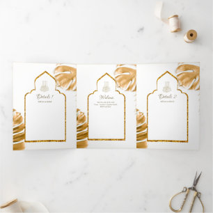 LeahG Gold White Islamic Muslim Wedding Invites 