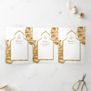 LeahG Gold White Islamic Muslim Wedding Invites 