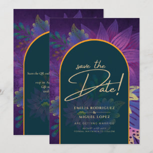 LeahG Green Purple Gold JEWEL TONES Wedding INVITE