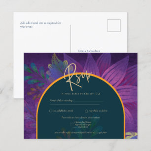 LeahG Green Purple Gold JEWEL TONES Wedding INVITE Postcard