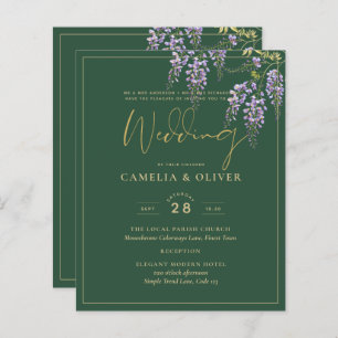 LeahG Green Purple WISTERIA Wedding INVITE
